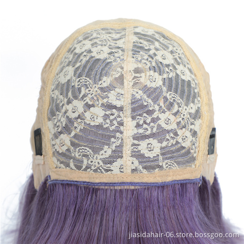 10 12 inche Ombre Color Purple Short Human Hair Wigs With Bangs, Brazilian Straight Hair Bob Wig With Front Fringe Bangs